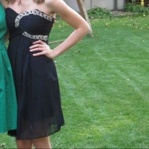 Above the knee navy blue formal dress